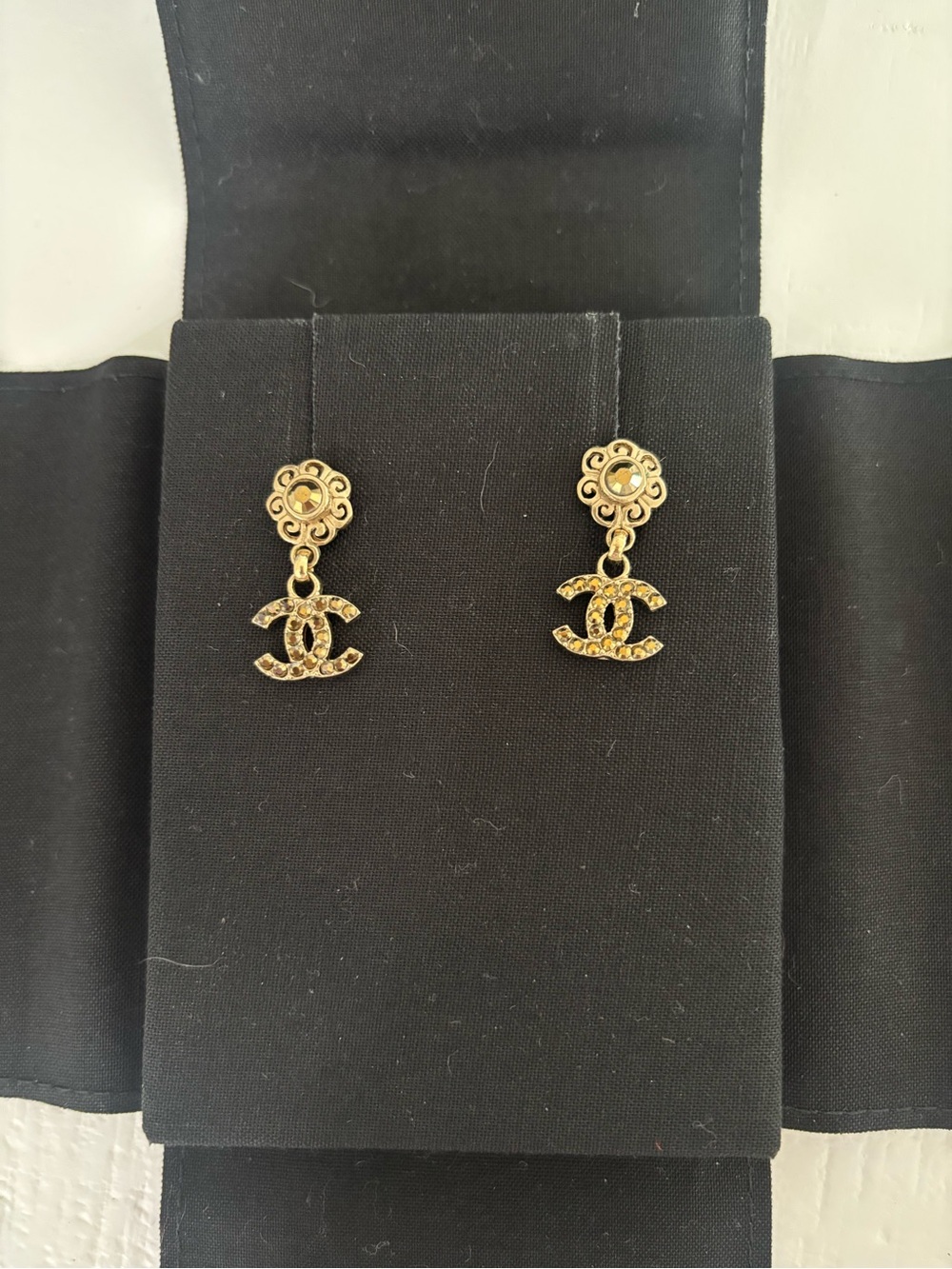 CHANEL Gold-Tone Double C Drop Earrings - Iconic Logo Dangle